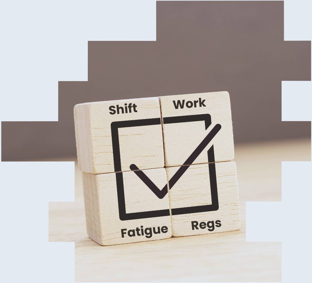 An image of a block with a tick printed on it to represent the need to comply with regulations associated with shift work fatigue