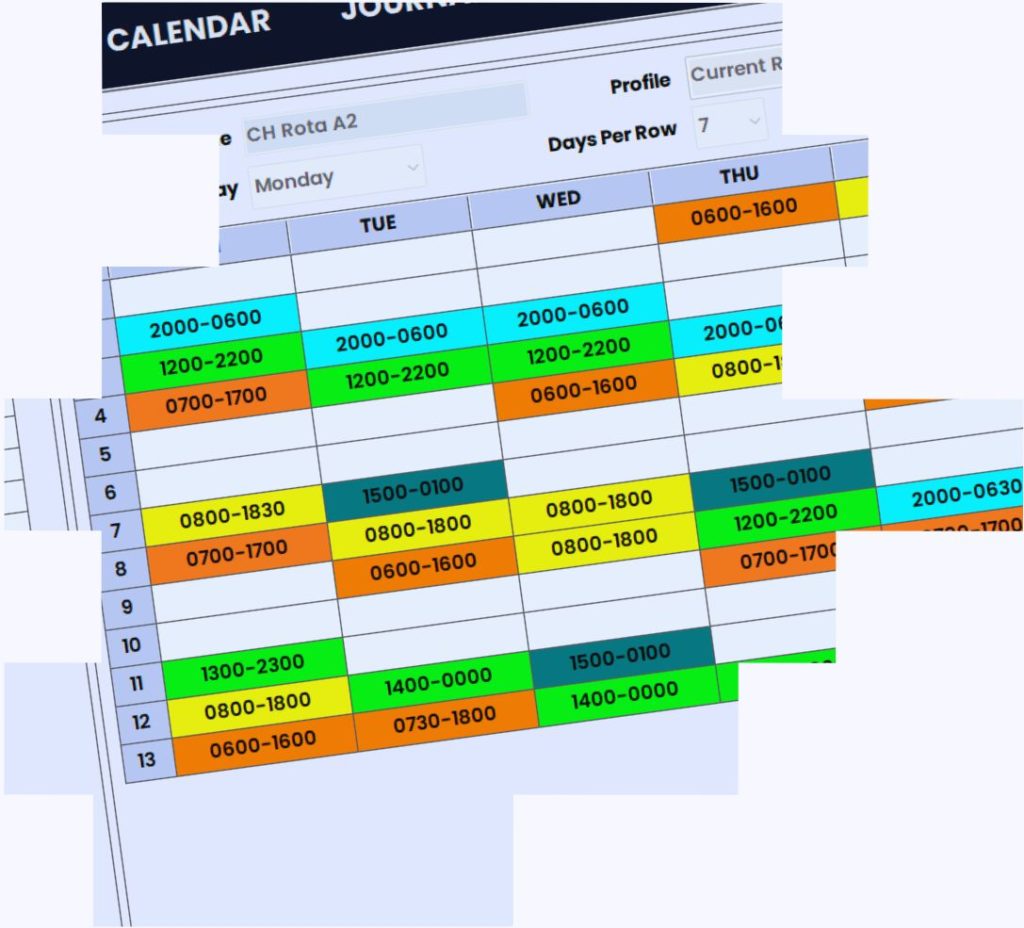 An image of a shift pattern design software