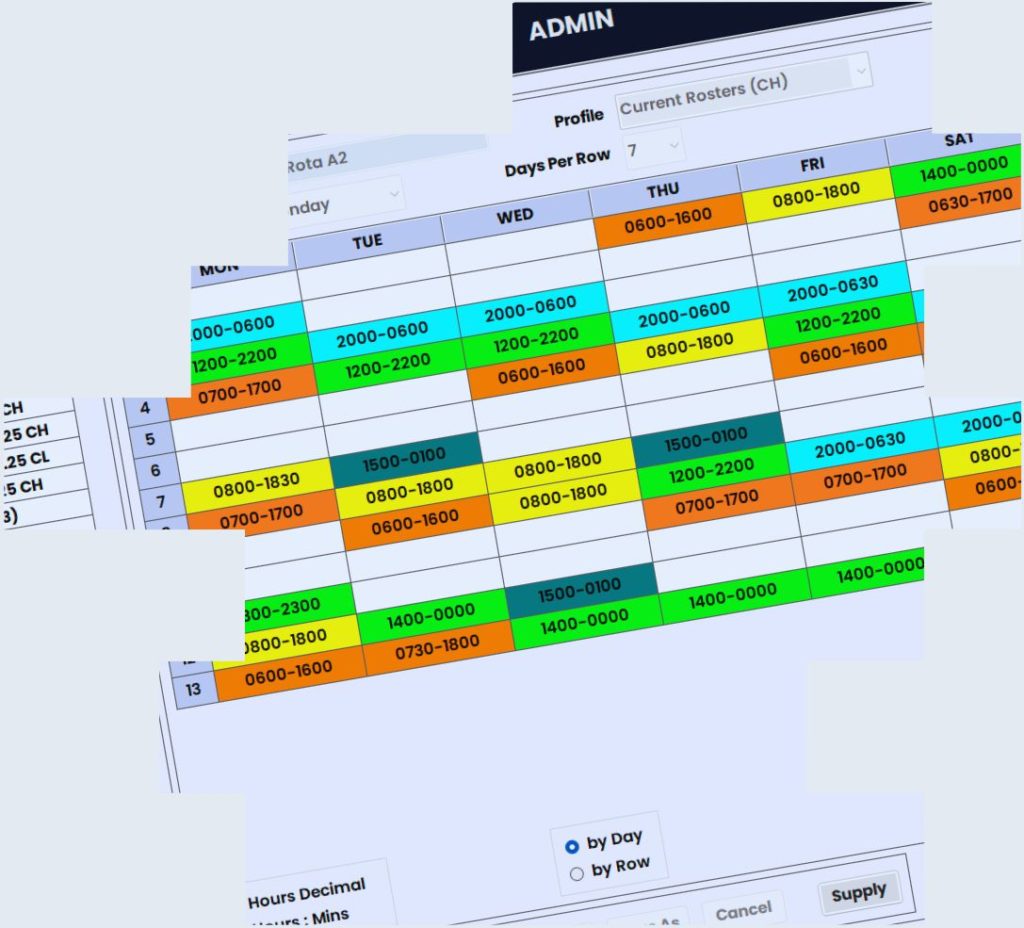 A screen shot of the option modelling and calendar tool in optashift’s shift pattern generator